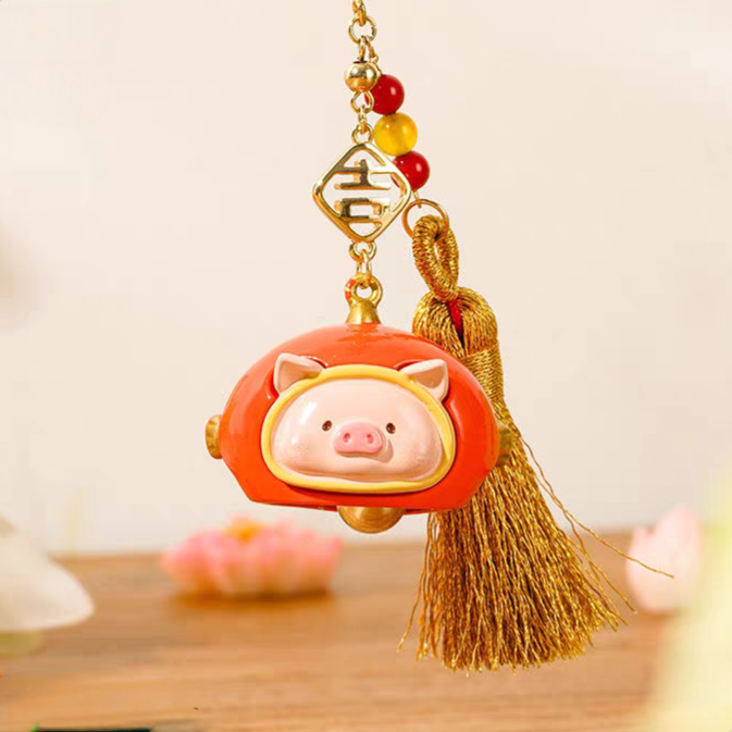 LULU THE PIGGY Good Luck Bell Pendant